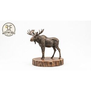 Bryer Plastic Moose Sculptureon Wood Base Used